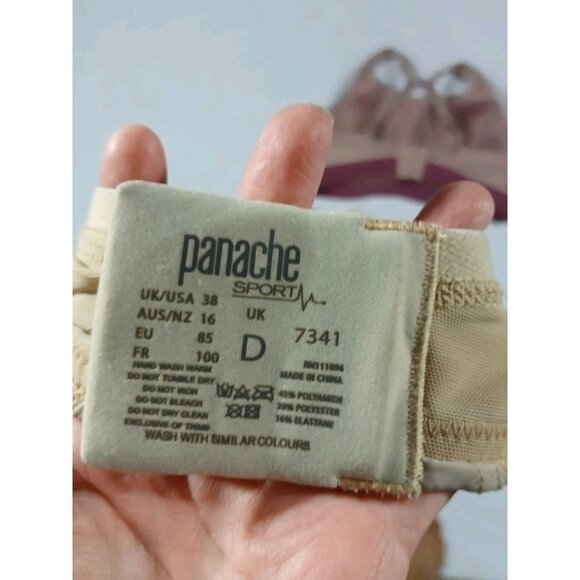 Panache 7341 Boundless Non Wired Sports Bra Size 38D Tan High Impact Racerback - Picture 8 of 8